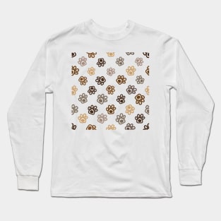 Brown winter paw print pattern Long Sleeve T-Shirt